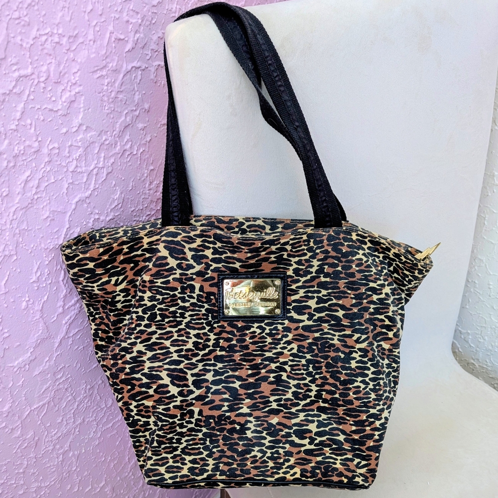 Y2K Betsey Johnson Leopard Print Tote Bag Purse Betseyville Vintage